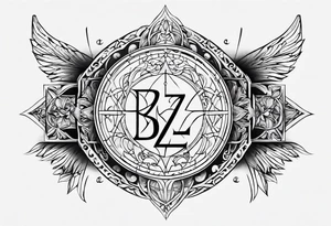 I want to get a tattoo with the letters corresponding to B and Z in the Enochian alphabet. I want the tattoo to mean something that protects me. tattoo idea