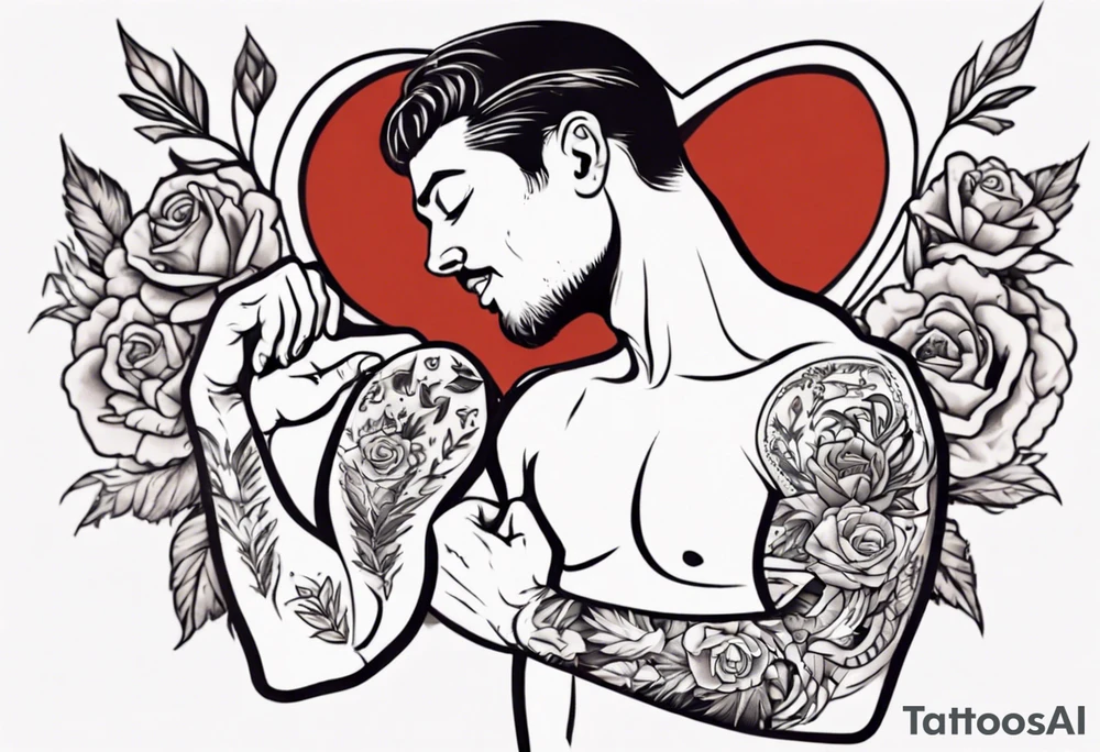 man getting a tattoo on heart tattoo idea