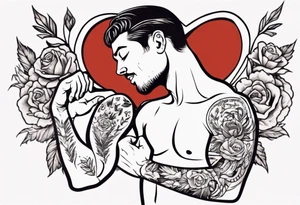 man getting a tattoo on heart tattoo idea