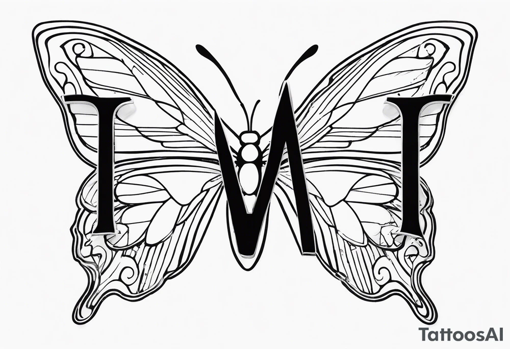 Create a Fine Line tattoo made out of three letter M’s and very pretty maybe a butterfly tattoo idea