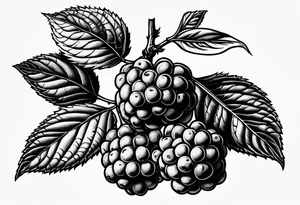 a single long raspberry branch that is growing downwards and skinny in width tattoo idea