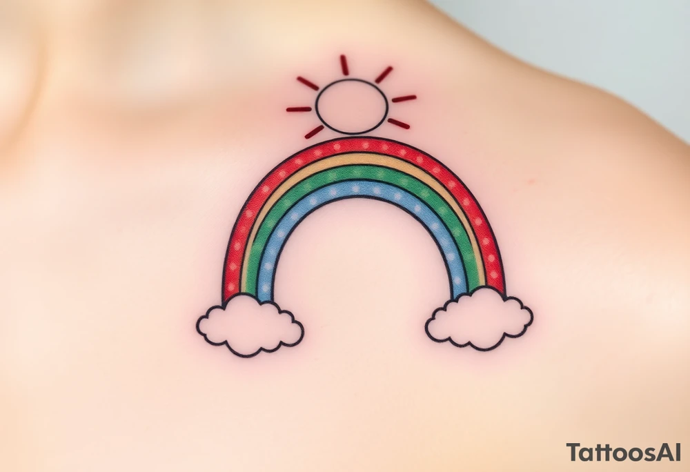 A rainbow with a halo above it to honour a rainbow baby tattoo idea
