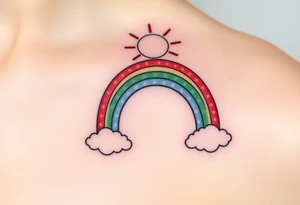 A rainbow with a halo above it to honour a rainbow baby tattoo idea
