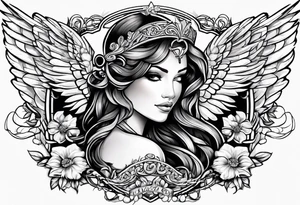 The name Kieanna with angel wings tattoo idea