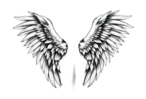 Realistic long angelwings on a back tattoo idea