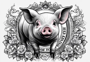 cute pig or piglet.
with text: "friends not food" tattoo idea
