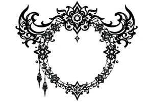mystical dark and long ornament tattoo with shaman and witch style and ancient rhyme tattoo idea