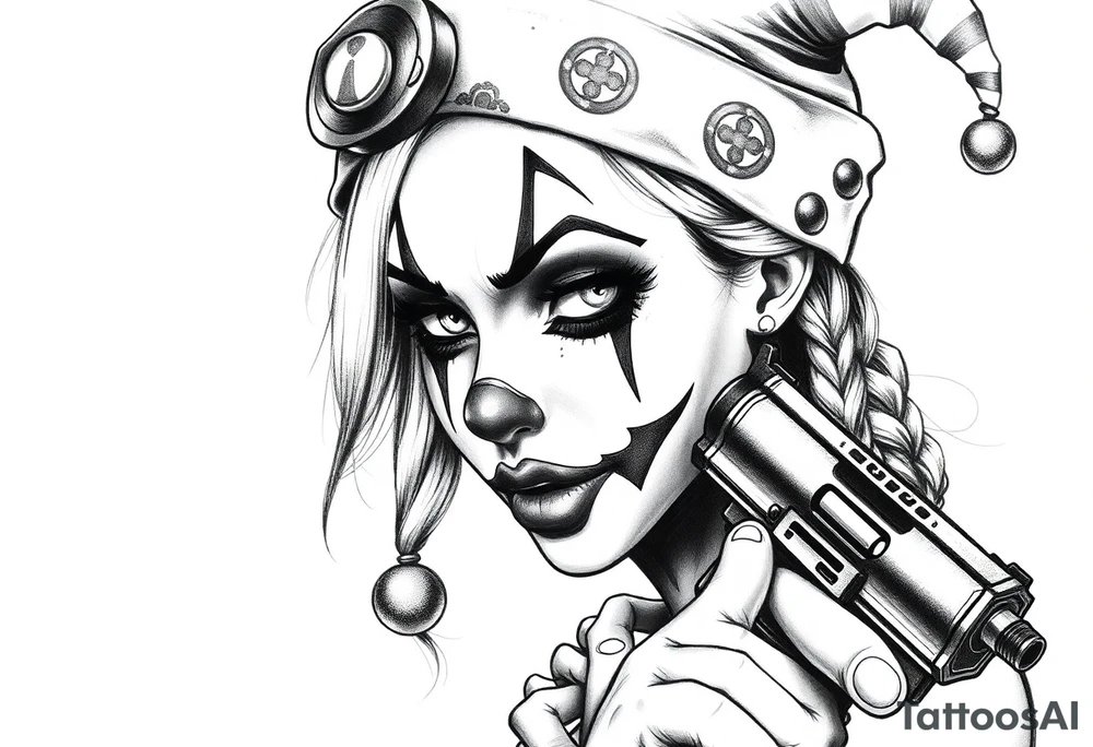 Payasa Clown Girl Gun Beanie tattoo idea