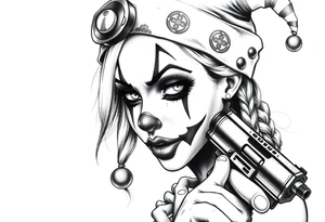 Payasa Clown Girl Gun Beanie tattoo idea