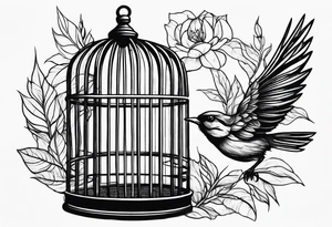 Empty bird cage tattoo idea