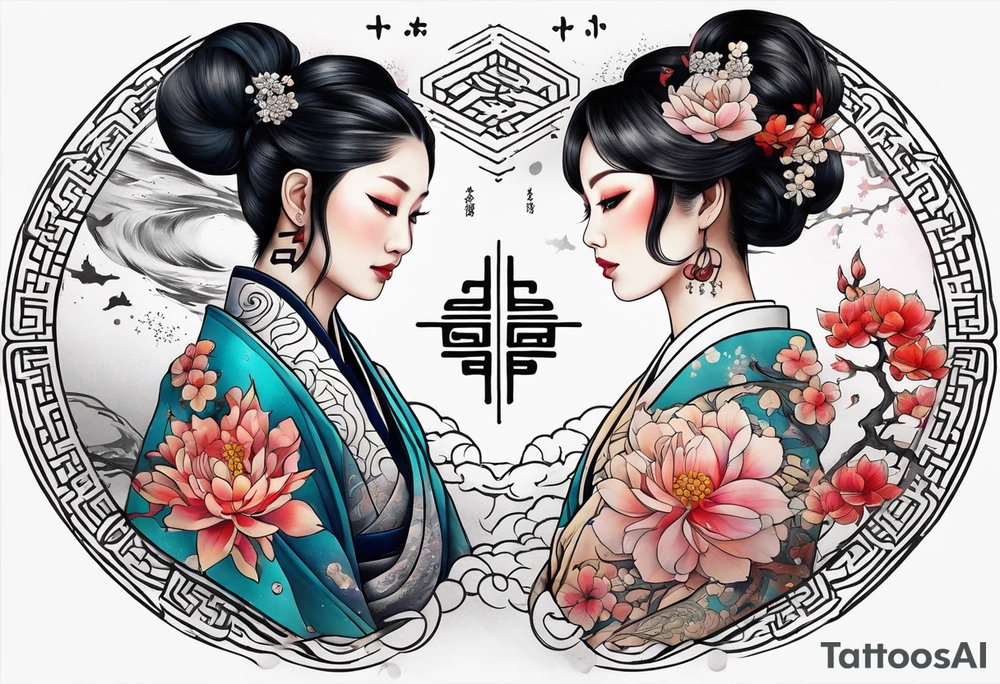 tattoo with names Mina and Han inspired with galaxy tattoo idea