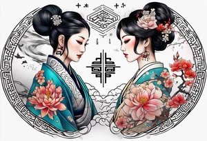 tattoo with names Mina and Han inspired with galaxy tattoo idea
