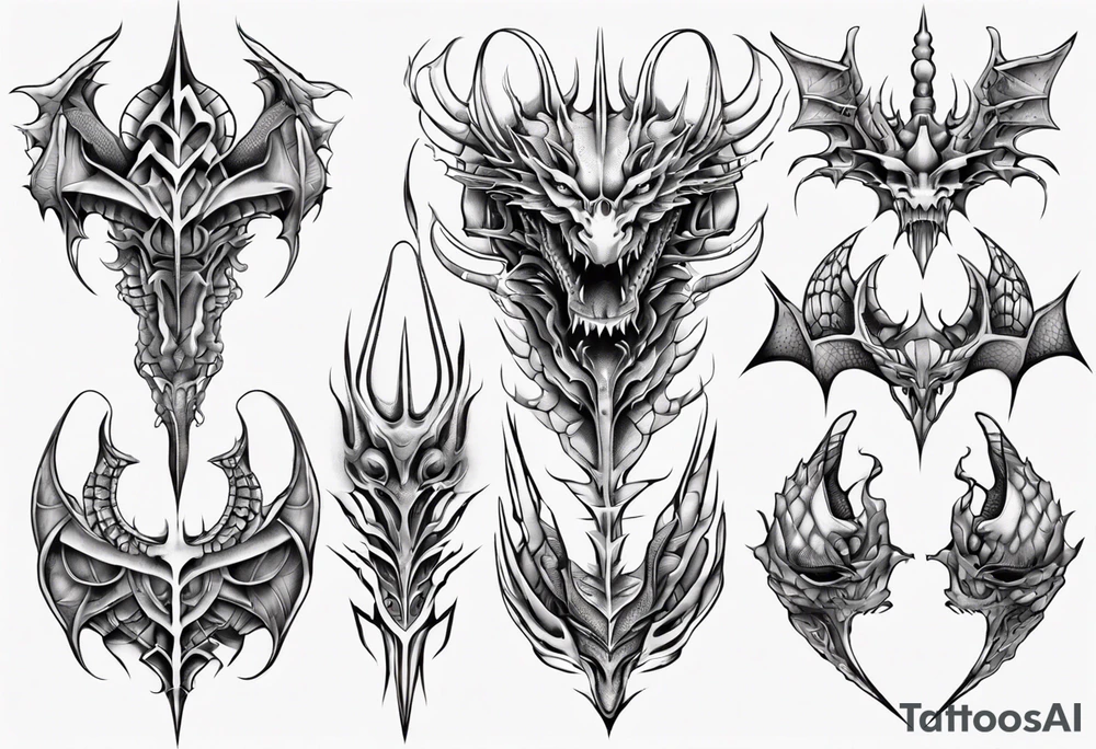 Dragon scale symmetrical tattoo idea