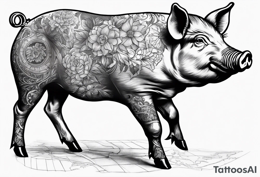 Butchers map of a pig tattoo idea
