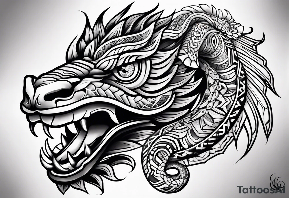 aztec snake sleeve tattoo idea