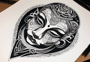 Japanese death mask tattoo idea