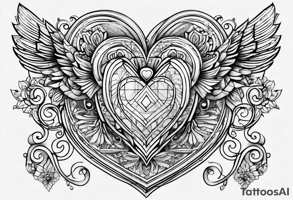 four small lined heart tattoo idea