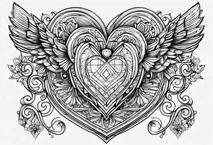 four small lined heart tattoo idea