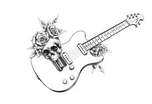 Electric guitar with skulls and roses on it tattoo idea