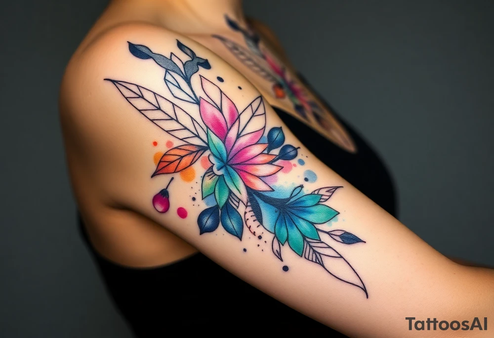 Desenhe uma tatuagem que simbolize força, liberdade e conexão com a multiplicidade da vida, incorporando elementos abstratos e fluidos, com linhas que sugiram movimento e transformação contínua. Evite clichês e busque um design original e significativo. tattoo idea
