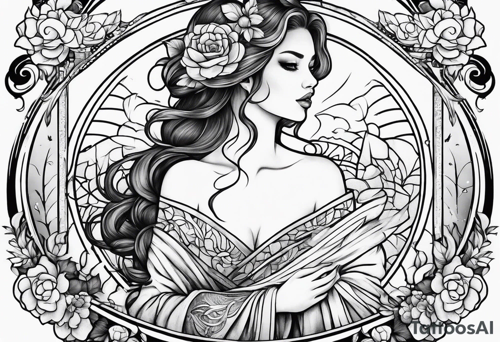 a sexy mysterious storybook siren tattoo idea