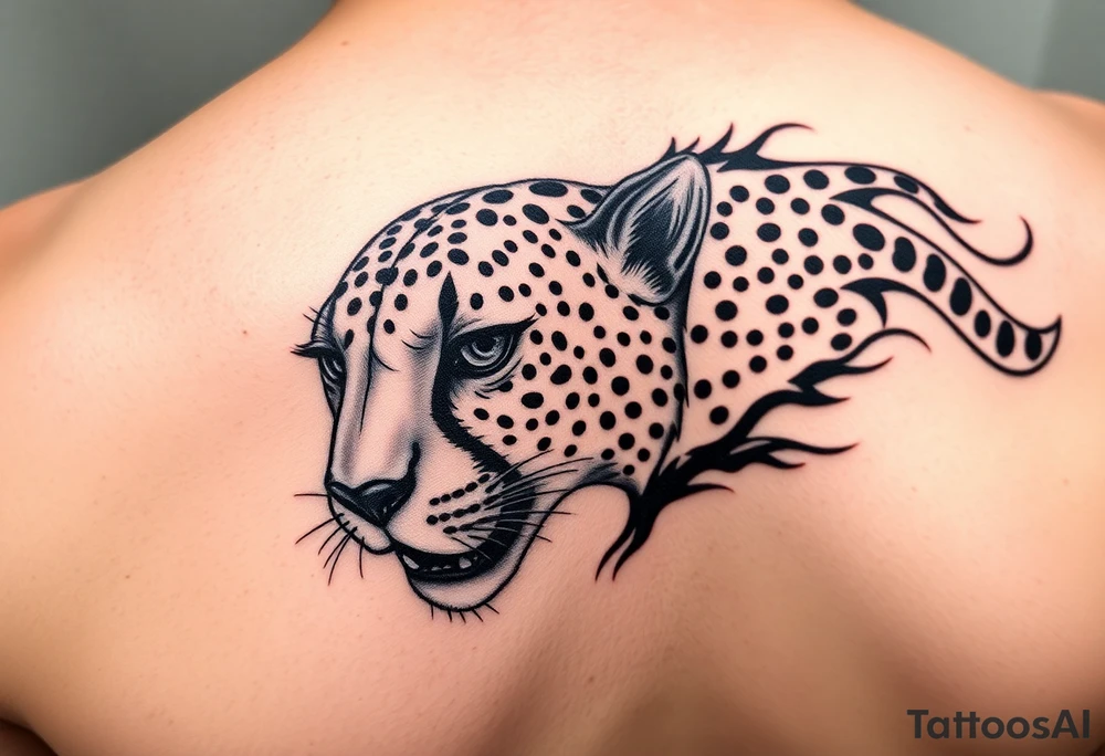 fast realistic cheetah tattoo idea