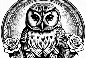 Barred owl and a rose tattoo idea