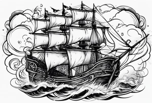 Pirate ship in a storm tattoo idea