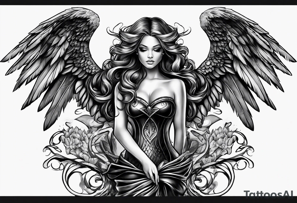 Female dark angel tattoo idea