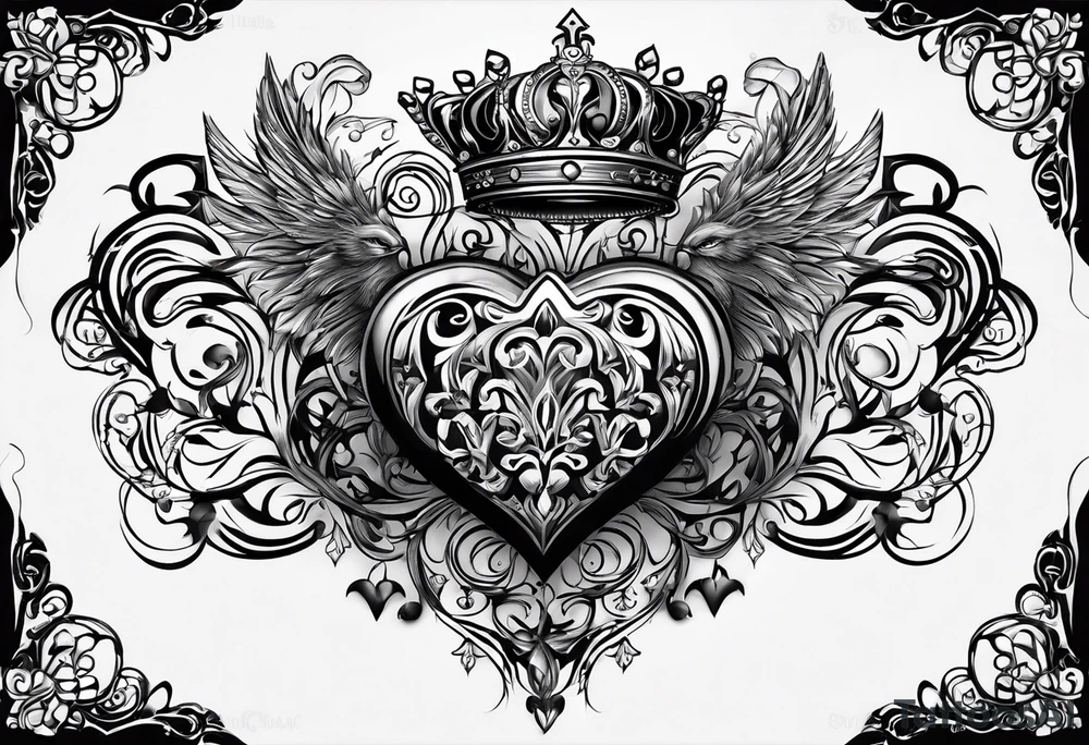 Corona de rey puesta en un corazón
Esqueletos pairaras y hadas tattoo idea