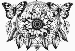 Sun flower dreamcatcher with butterflies and quote tattoo idea