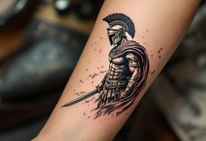 gladiator roman soldier standing colosseum interior combat sword helmet cape sand wind legion trace tattoo idea