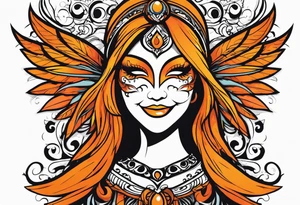 Angel masquerade face laughing that is black and orange tattoo idea