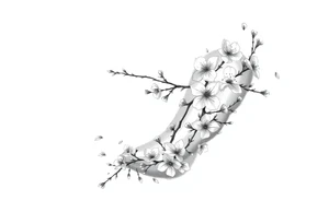 delicate cherry blossoms swirling in spring breeze with petals tattoo idea