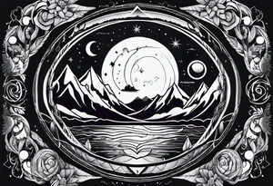 wilderness with sky full of atoms tattoo idea
