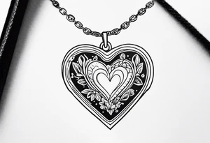 necklace heart locket with two couple inside tattoo idea