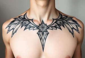 Chest tattoo for female signifying power tattoo idea