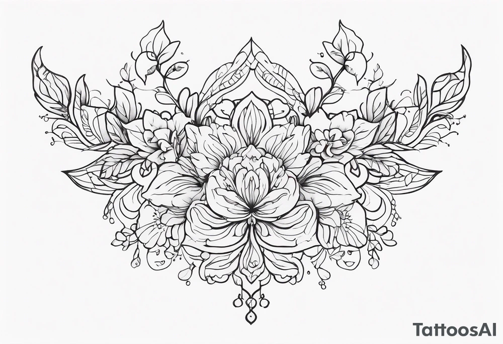 small ornate floral sternum tattoo tattoo idea