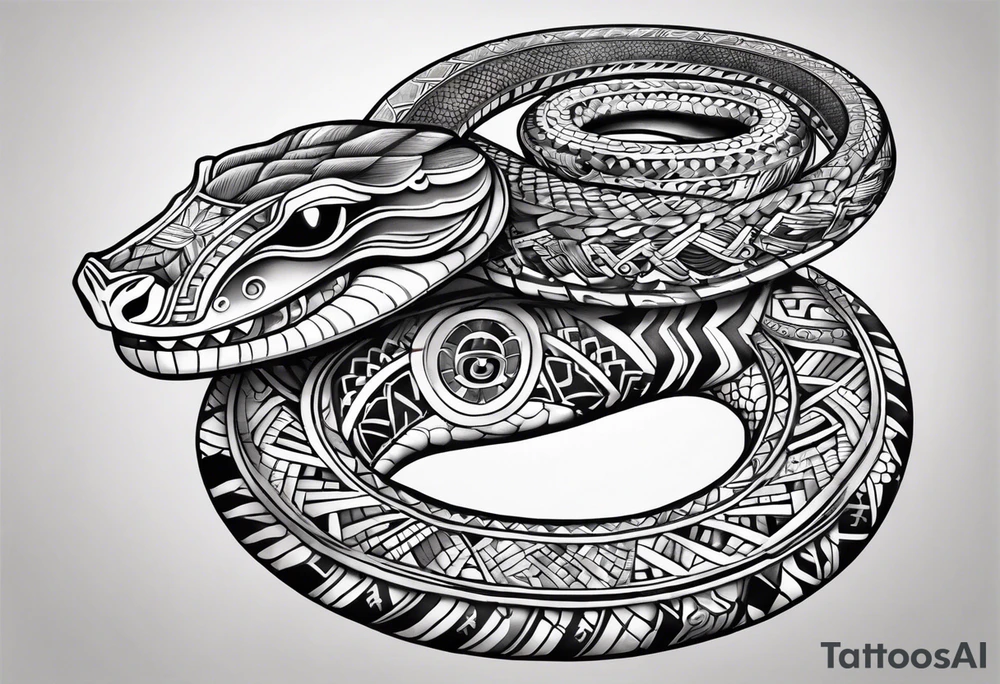 aztec snake sleeve tattoo idea