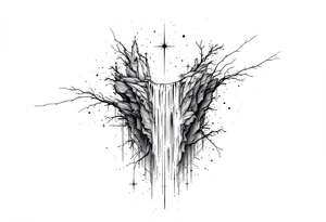 Black universe that forms into a waterfall tattoo idea