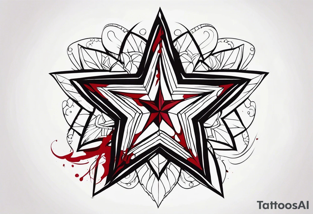 Star with blood tattoo idea