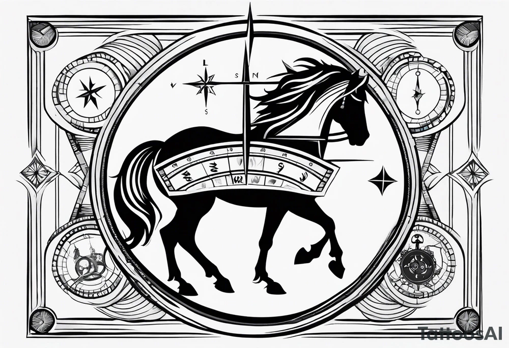 compass, playing cards, dice, horse, eagle sleeve tattoo idea compass, playing cards, dice, horse, eagle sleeve tattoo idea