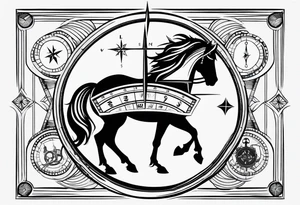 compass, playing cards, dice, horse, eagle sleeve tattoo idea
