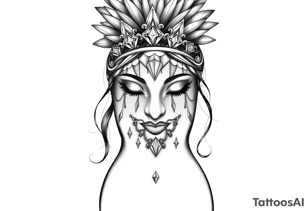 vagina and anus using a pineapple with diamonds, magestic, crown, tattoo idea