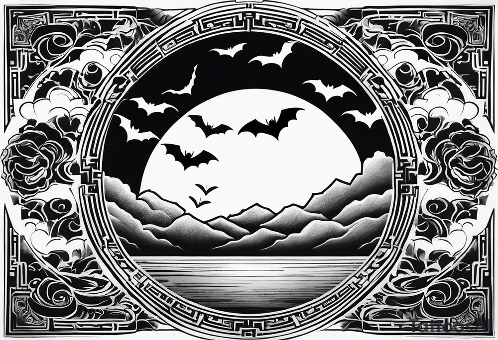 Moon and bats tattoo tattoo idea
