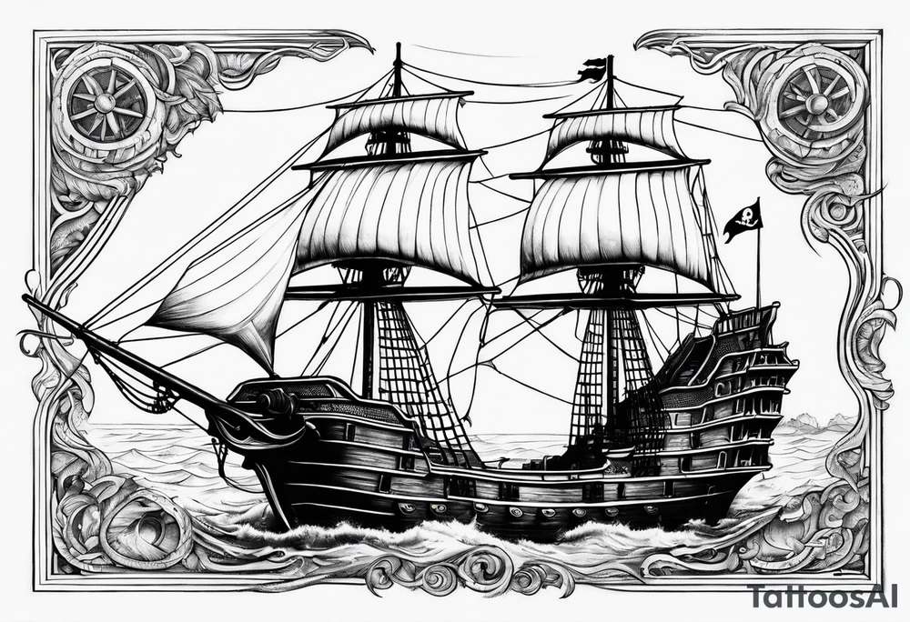 Pirate ship breaking in half tattoo idea