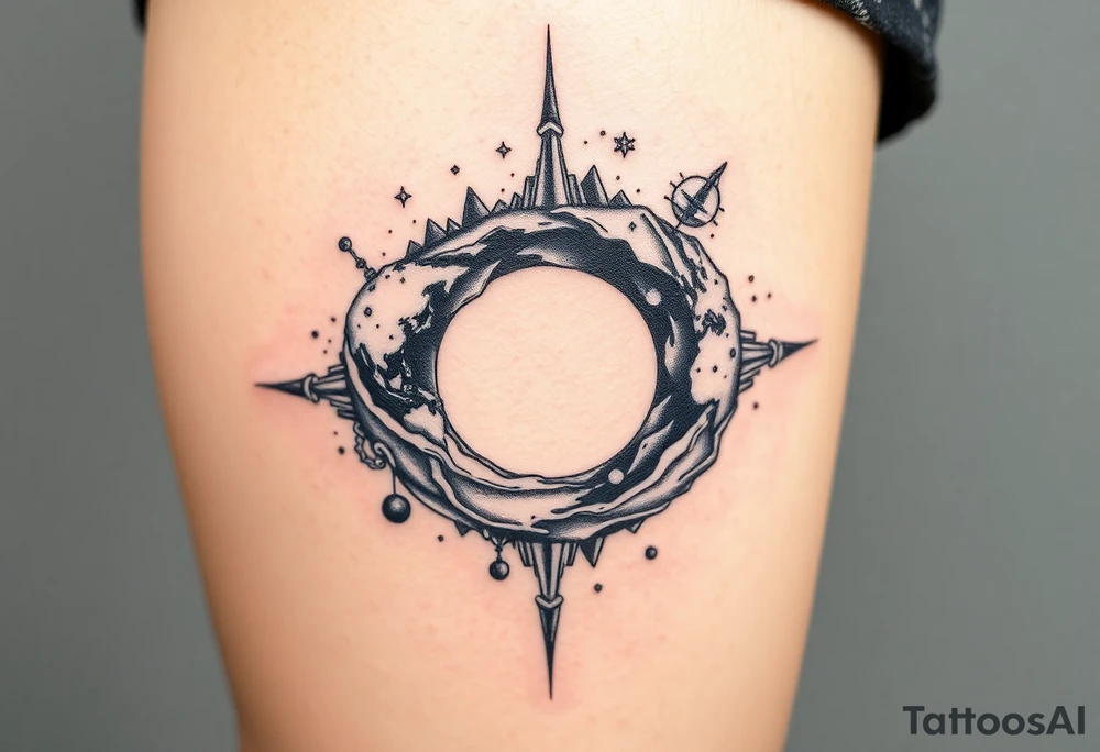 2 different worlds on both sides of a black hole tattoo idea