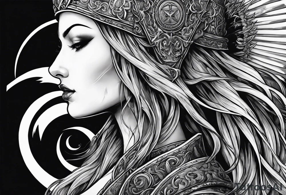 the goddess nemesis sword scary blood hell tattoo idea