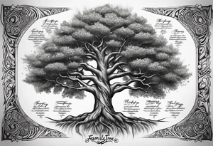 Family tree with names tattoo idea