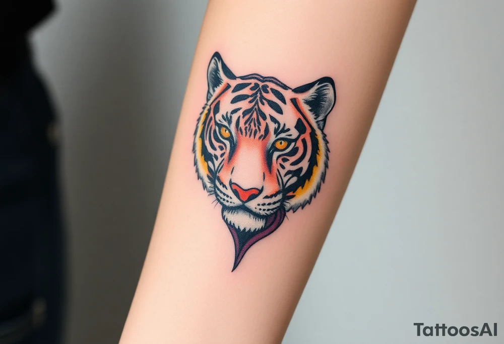 a full color cubist tiger tattoo tattoo idea